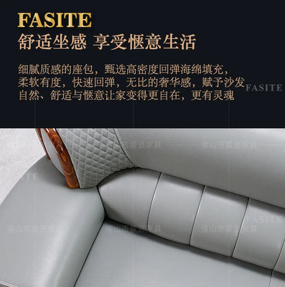 New Chinese black gold wood leather sofa high-end luxury villa living room simple concubine corner household solid wood