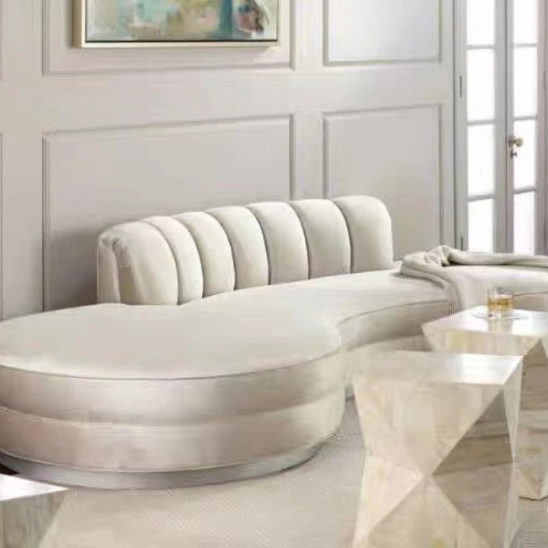 Special-shaped fabric sofa high-end clubhouse fashion curved size fabric sofa