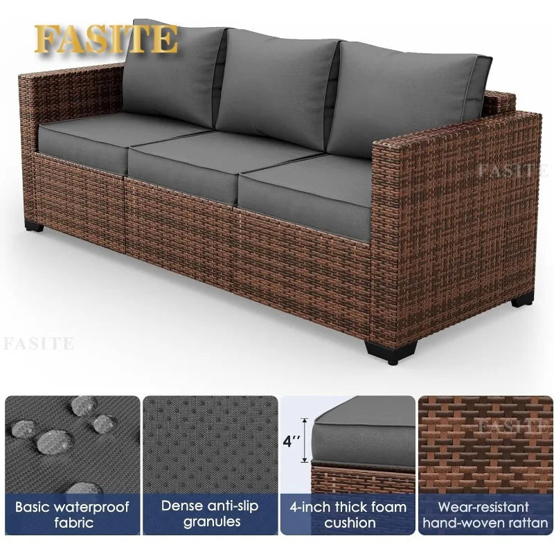 Furniture Set with Fire Pit Table, 8 Pieces Outdoor Oversized Sectional Sofa