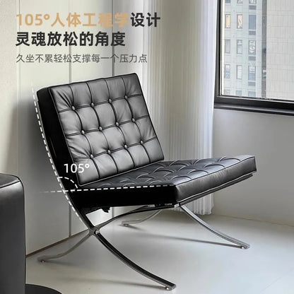 Comfortable Ergonomic Living Room Chair with Genuine Leather Backrest for Study, Cafe, and Gaming Use