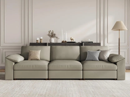 3 Seater Deep Seat Sectional Sofa,Scratch Resistant Faux Leather Material, Oversized Modular Couch for Living Room