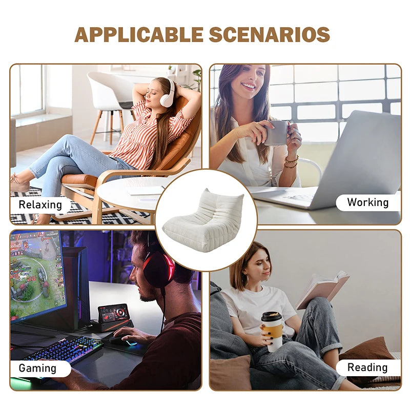 Fabric Lazy Floor Sofa, Modern Armless Floor Recliner, Living Room Bedroom Office Single Corner Chair Sofa