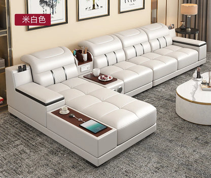 Leather Sofa Modern Simple Living Room Small Apartment Latex Storage Top Layer Leather Sofa