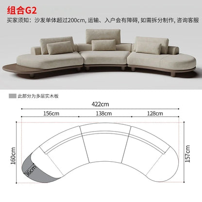 B73 Italian wabi-sabi palm beach fabric sofa living room modern simple curved light luxury, reception sofa