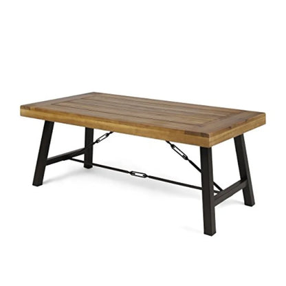 Catriona Outdoor Acacia Wood Coffee Table Teak Finish/ Rustic Metal Brown and Black