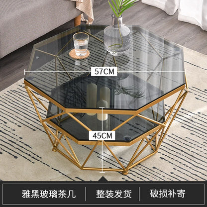 Nordic Glass Living Room Coffee Tables Light Luxury Modern Toughened Glass Bedroom Corner Table Iron Coffee Table Home Furniture