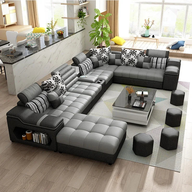 Removable and Washable Latex Free Wash Technology Fabric Sofa Combination Simple Living Room, Living Room Furniture
