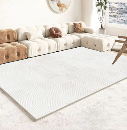 Modern White Minimalism Large Living Room Carpet Light Luxury Beige Decoration Bedroom Carpet Soft Lounge Rug Washable Floor Mat