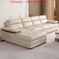 Leather sofa modern simple living room size apartment concubine solid wood combination imported first-layer cowhide sofa
