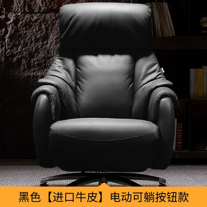 Leather Office Chair With Wheels Electric Footrest Furniture Solid Wood Frame Computer Armchair 7-Point Vibrating Gamer Bedroom