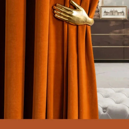 Luxury Nordic Minimalist Blackout Velvet Curtains for Bedroom Living Room Orange Home Decor Custom Tulle and Valance