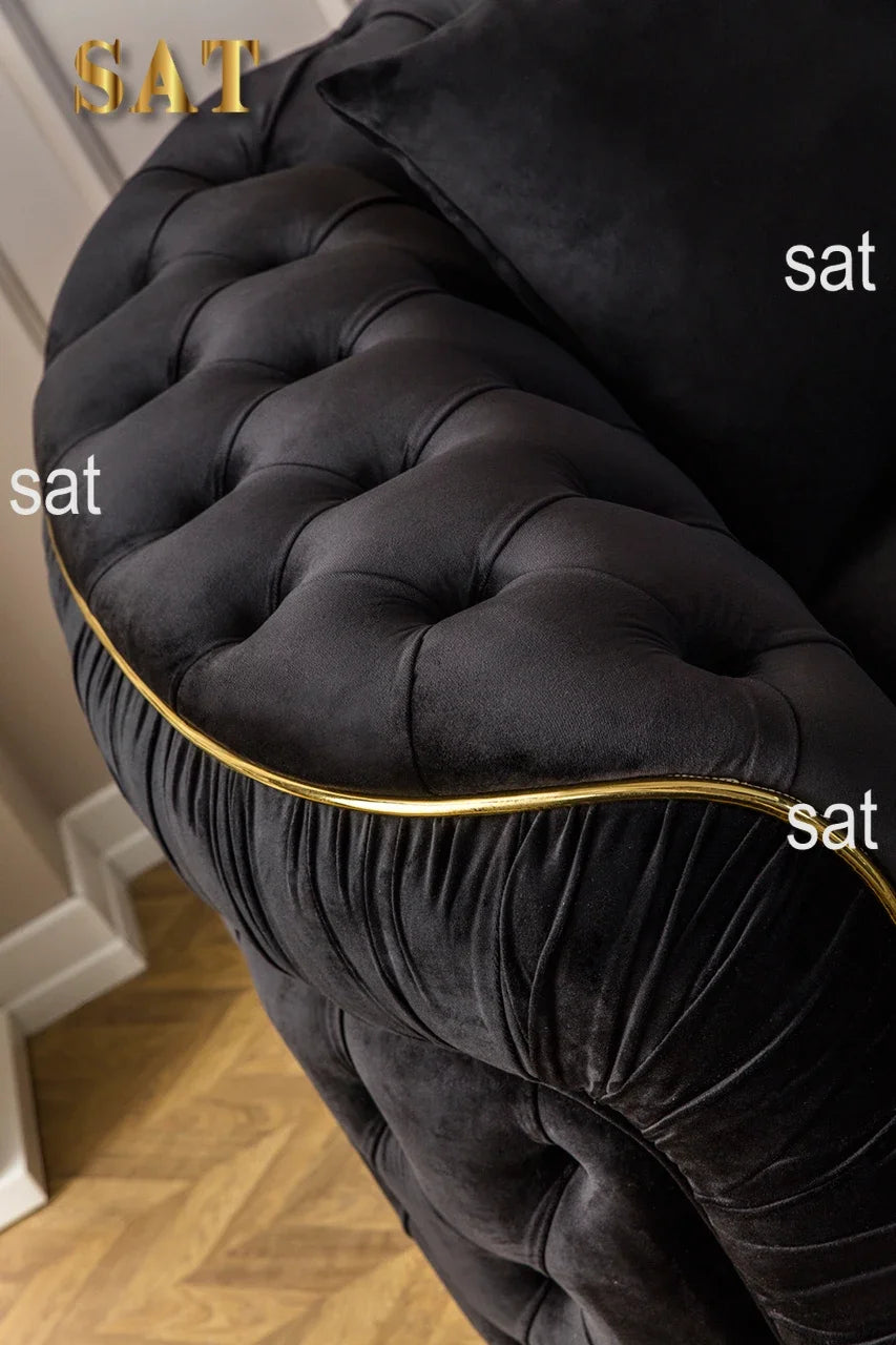 Machine High Quality Luxury Living Room Sofa Set Gold Stainless Steel Lounge Sofa Velvet 2-3 Seater Couch