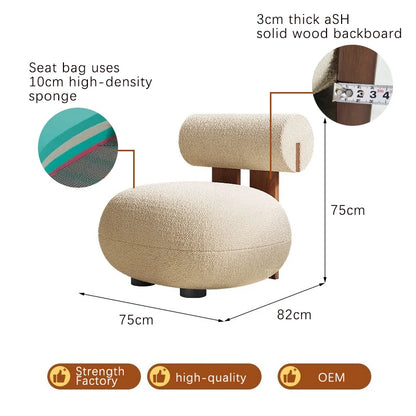 Nordic Design Casual Living Room Home Furniture Grey Wood Armchair Lobby Sofa Chair