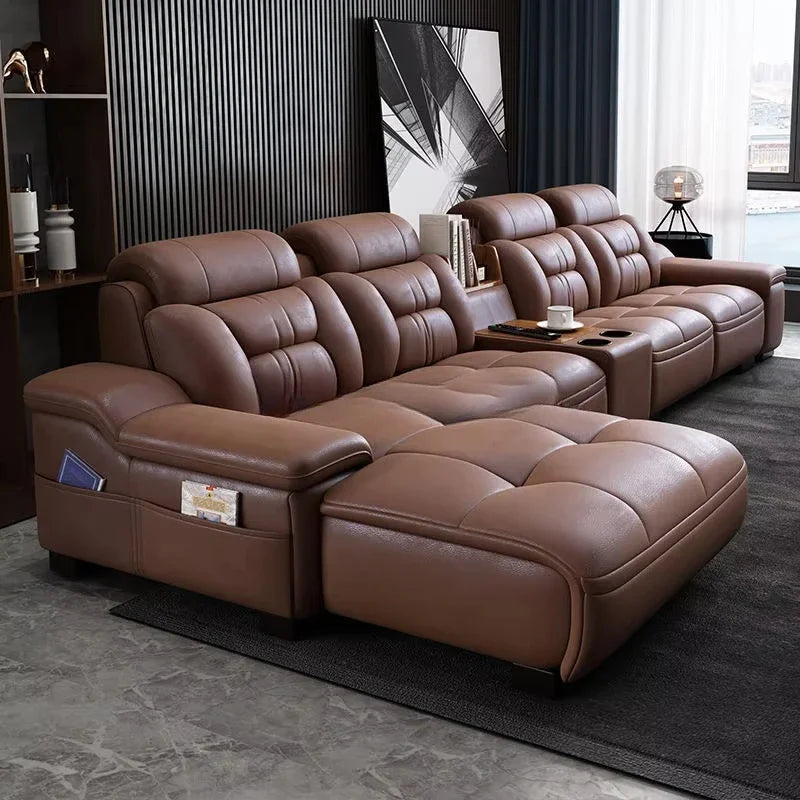 A Simple Modern Living Room Business Led Creative Combination Furniture Leather Sofa
