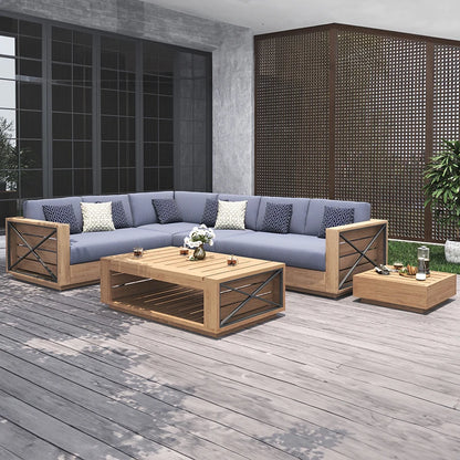 Outdoor Villa Hotel Garden Single Double Teak Sofa Tea Table Set