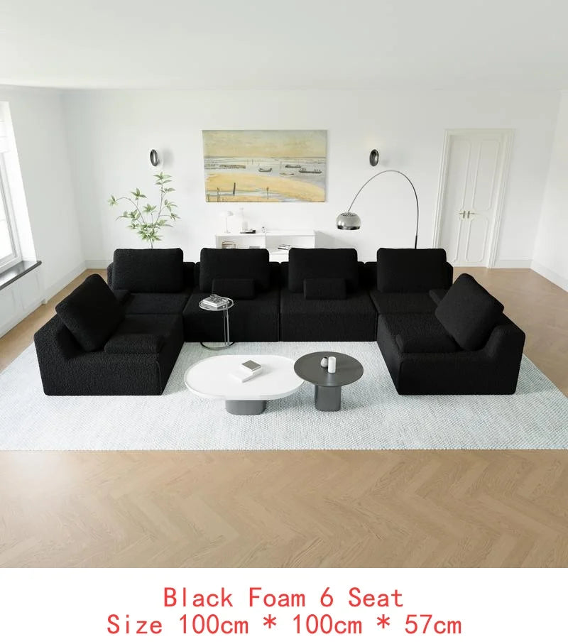 Oversized Modular Sectional Sofa, Luxury Boucle Floor Couch Set, Convertible Compressed Couch, Spacious Foam-Filled Sofa for