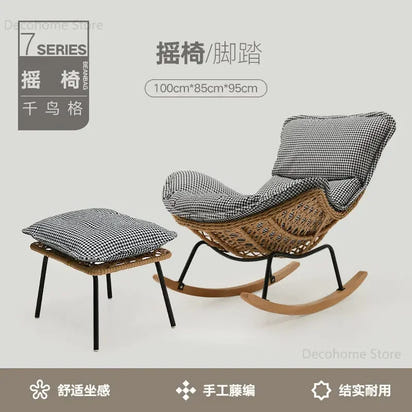 Modern Rattan Living Room Chairs Leisure Lazy Back Sofa Home Lounge Chair Outdoor Balcony Rocking Chair Living Room Furniture