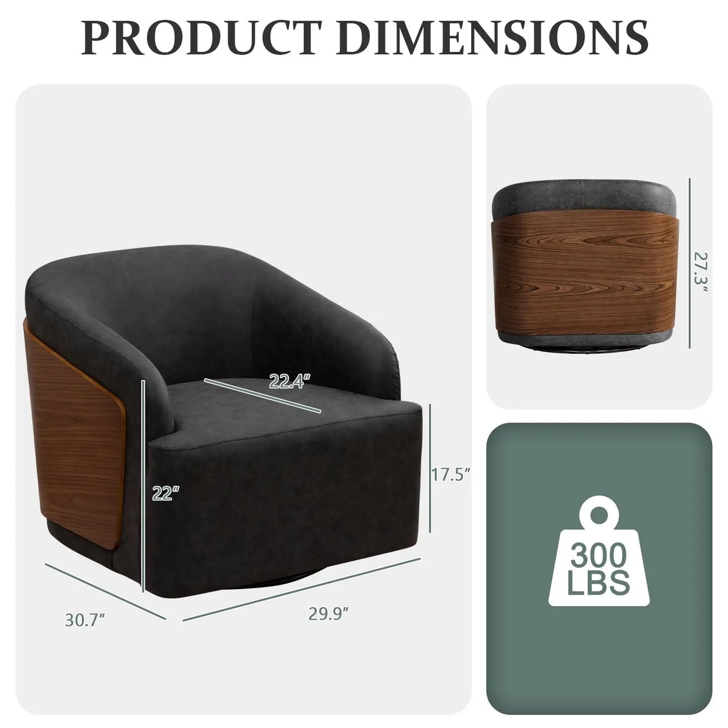 Swivel Accent Chair Faux Leather Swivel Barrel Chair Comfortable Mid Century Modern Chair Upholstered Metal Base, Customized