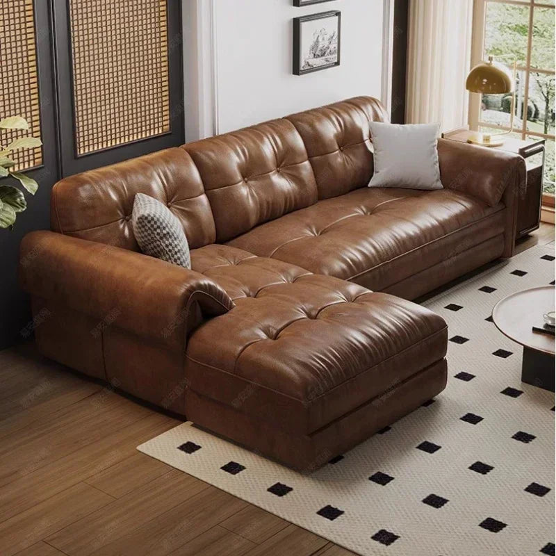 Portable Minimalist Brown Sleep Sofa Faux Leather Designer Loveseat   Sofa Couch Cloud  Living Room Furniture
