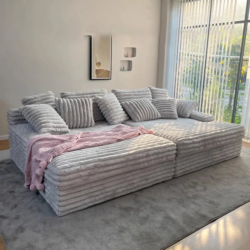 Minimalist thick velvet compression sofa bed fabric lazy sofa can lie down and sleep living room large apartment villa shadow