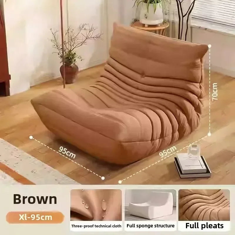 Caterpillar Sofa Living Room Single Bedroom Cloth Art Black Leather Lazy Man Sofa Bedroom Living Room Chair Sofa