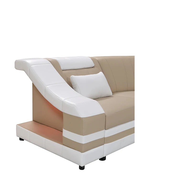 Genuine Leather White Sofa Living Room Furniture Cream Modern Pu Leather Sofa Set