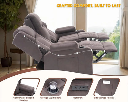 Massage Recliner Loveseat,Manual Oversize Reclining Lovesea Sofa with Cup Holders, USB Ports, Bluetooth Speaker and, Customized