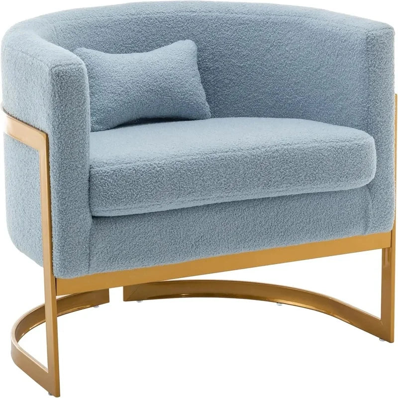 Velvet Upholstered Modern Barrel Chair with Gold Legs, Accent Armchair for Bedroom or Living Room, Side Sofa Chair