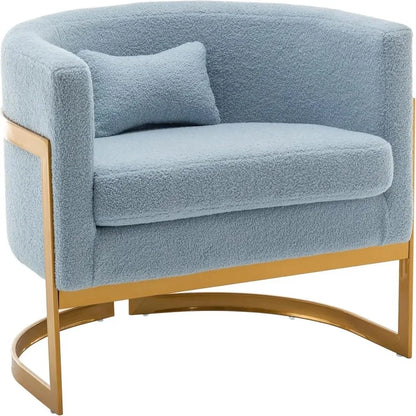 Velvet Upholstered Modern Barrel Chair with Gold Legs, Accent Armchair for Bedroom or Living Room, Side Sofa Chair