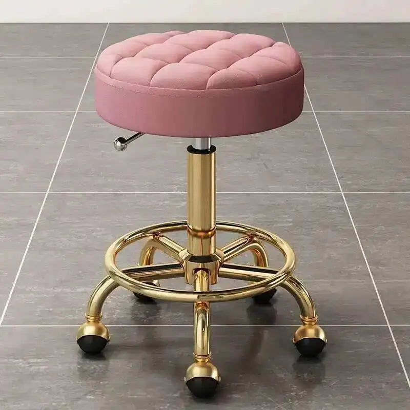 Barber Hairdressing Salon Chairs Gold Beauty Makeup Chair Furniture Office Desk Stool With Wheels Swivel Lifting Round Stools