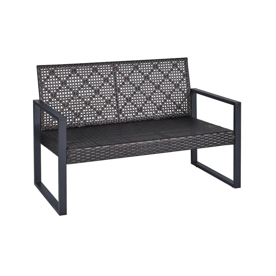 4Piece Patio Furniture Set Outdoor Balcony Porch Garden Backyard Lawn Furniture Acacia Wood Table Top Morden Brown and Beige Cu