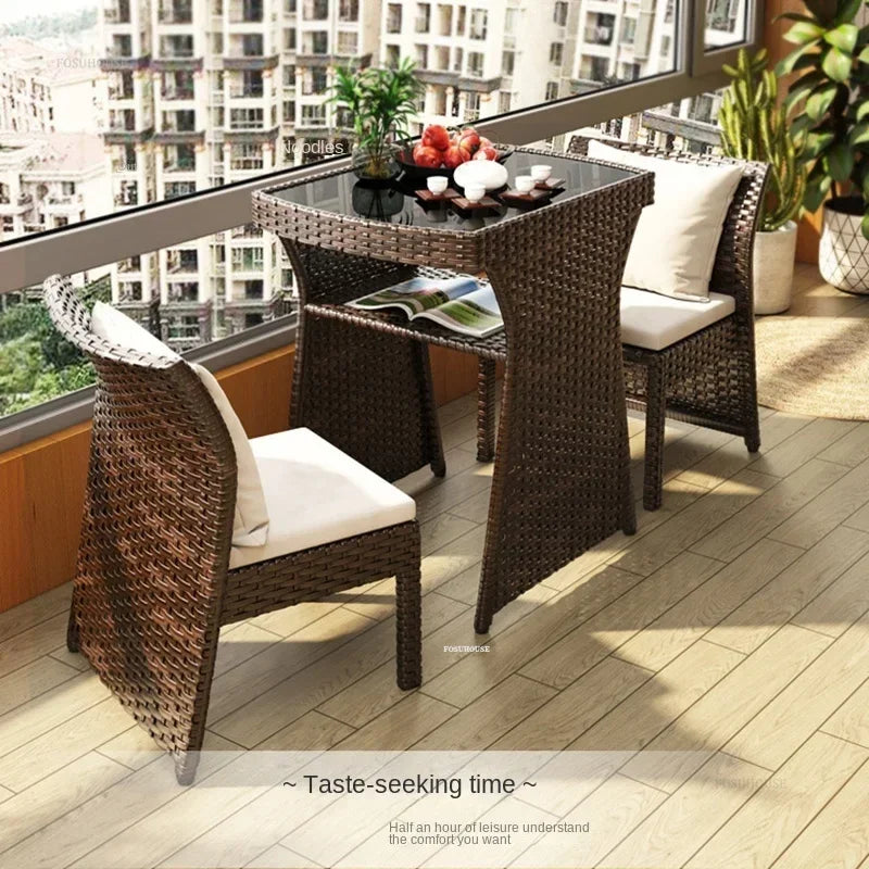 European Rattan Garden Furniture Sets Home Balcony Patio Furniture Creative Open-air Garden Furniture Combination Outdoor Set F