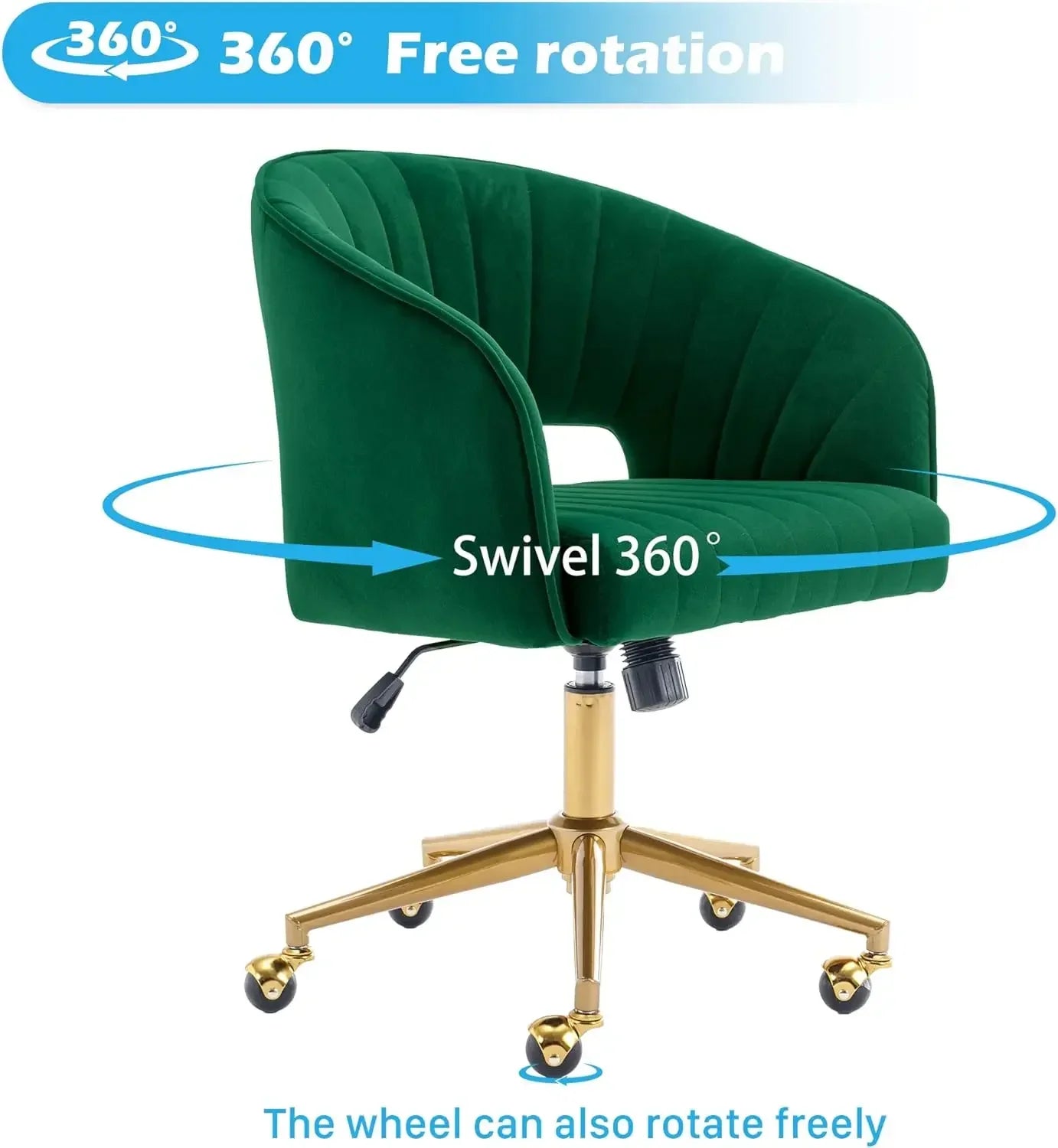 High quality  Home Office Chair Swivel Velvet Desk Chair Accent Armchair Upholstered Modern Tufted Chairs with Gold Base for Gir