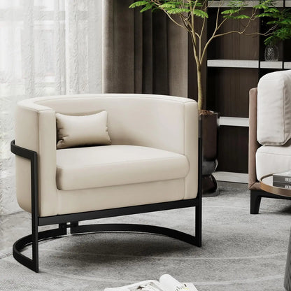 velvet upholstered barrel-back accent chair for modern living rooms, mid-century inspired lounge sofa, tub-style club side chair
