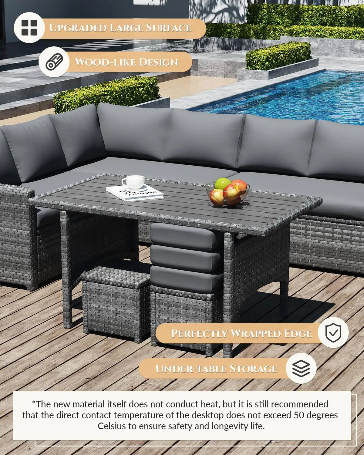 7 Pieces Patio Furniture Set with Waterproof Cover, Outdoor Sectional Sofa Conversation Set, All Weather Wicker, Customized