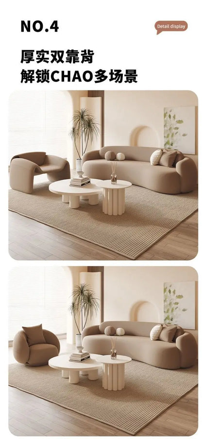 Curved Sofa Small Apartment Special-shaped Brown Bed And Breakfast Beauty Salon Clothing Store Office Rest Area Reception