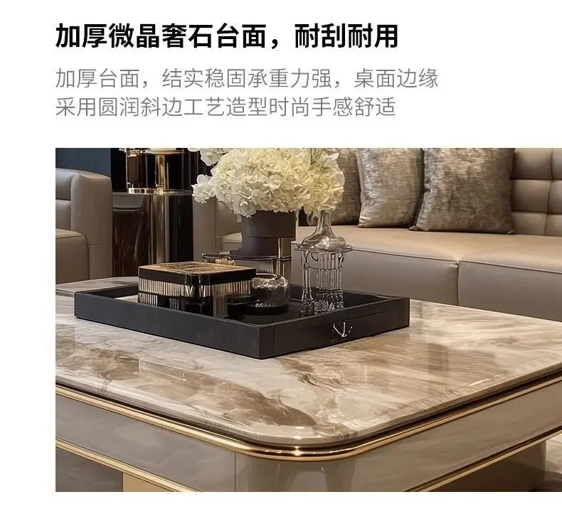 Light luxury microcrystalline stone modern large apartment flat floor living room coffee table marble home high-end