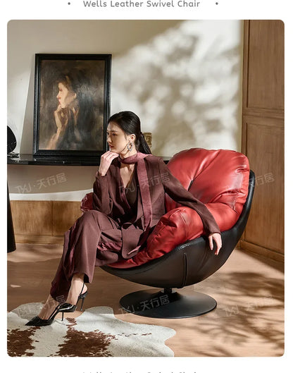 Italian single sofa chair living room designer casual lazy sofa vintage swivel chair