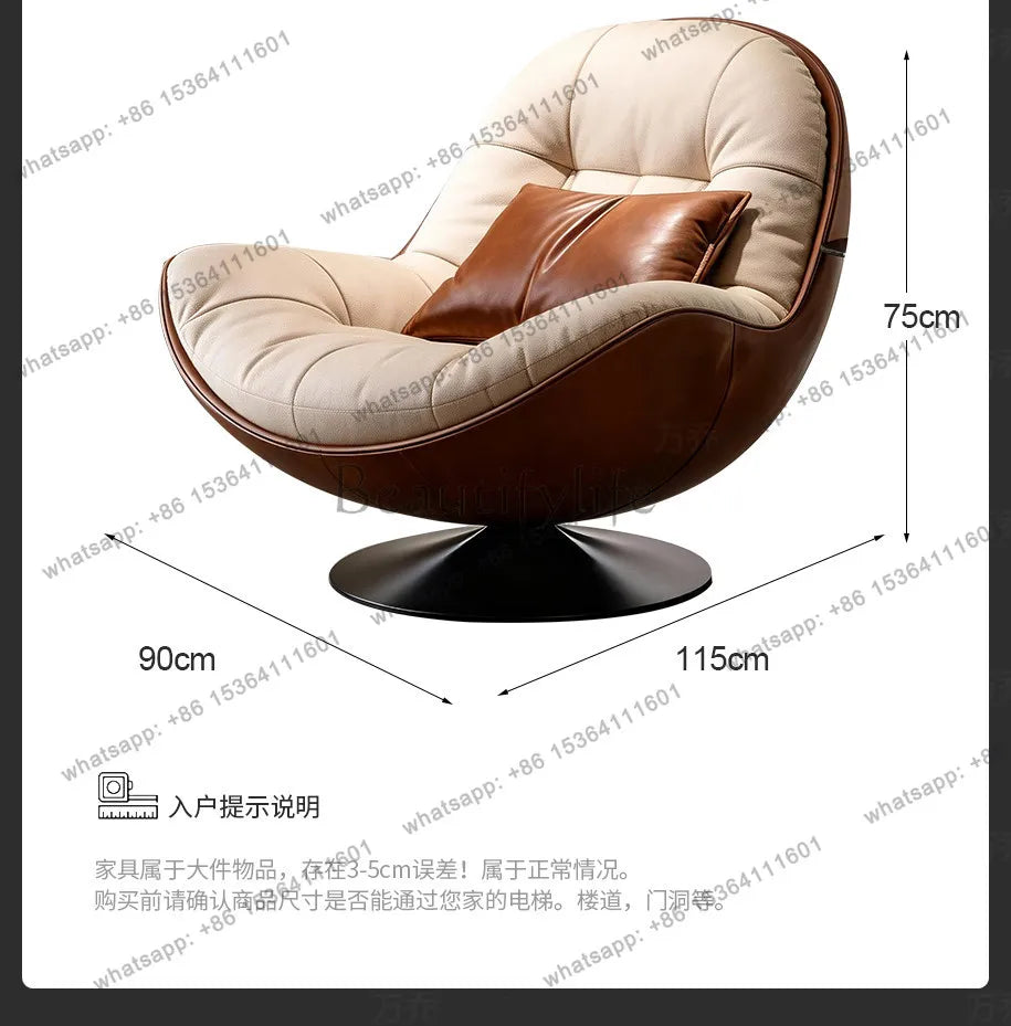 Italian minimalist lazy sofa chair bedroom modern simple light luxury single swivel chair for home use