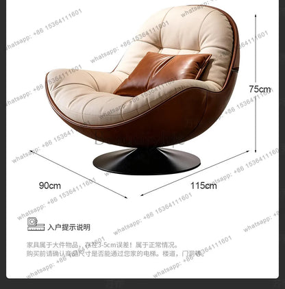 Italian minimalist lazy sofa chair bedroom modern simple light luxury single swivel chair for home use
