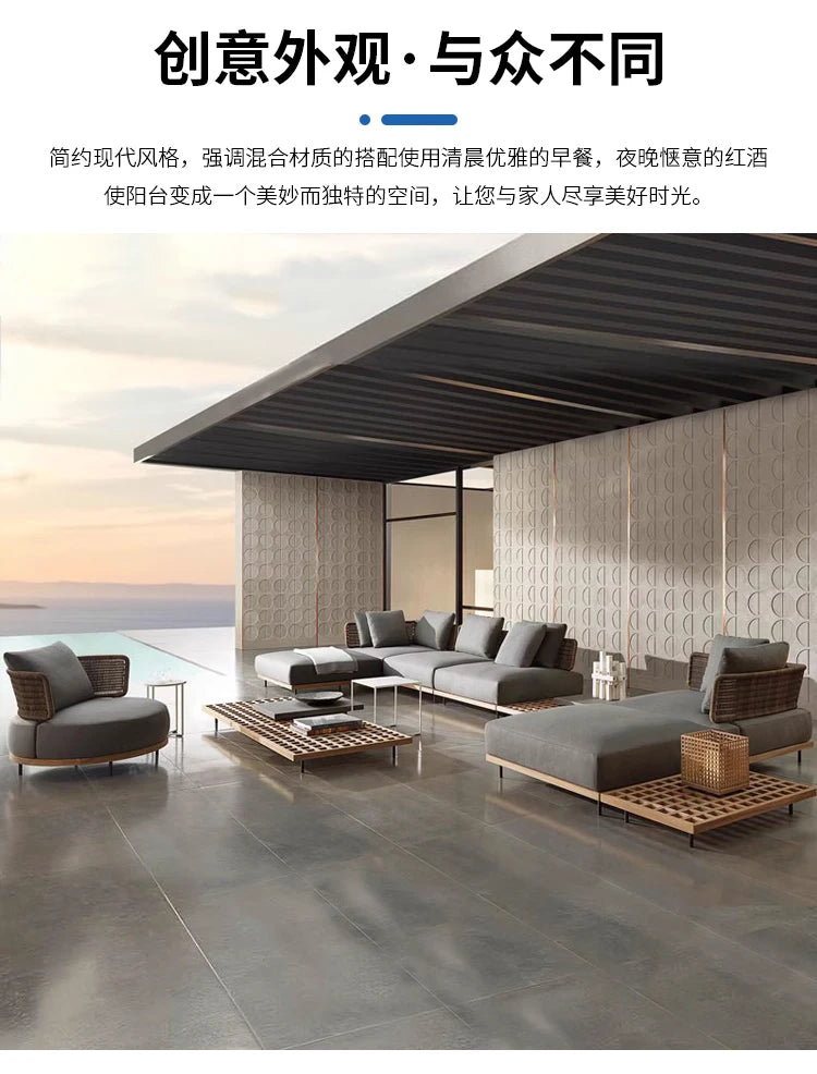 Italian Style Modern Garden Sofas Designer Simplicity Waterproof and Sunscreen Garden Sofas Luxury Outdoor Furniture Divano FYOS