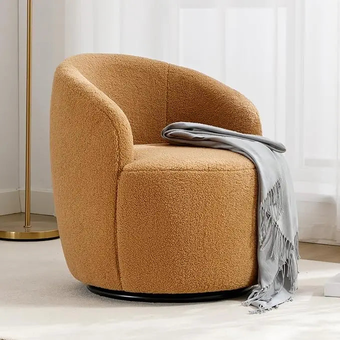 Swivel Barrel Chair, 360° Small Single Sofa Armchair Comfy Round Sofa Chair, Boucle Chairs Padded Armchair, Modern Rou