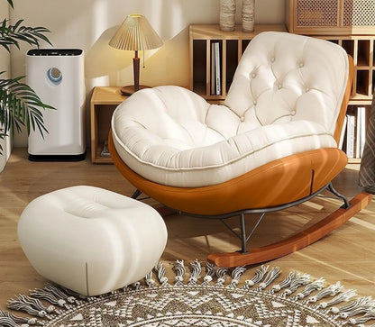 Elegant Nordic Rocking Chair for Living Room Single Penguin Chair Cozy Lazy Sofa Stylish Lounge Chair for Balcony and Patio