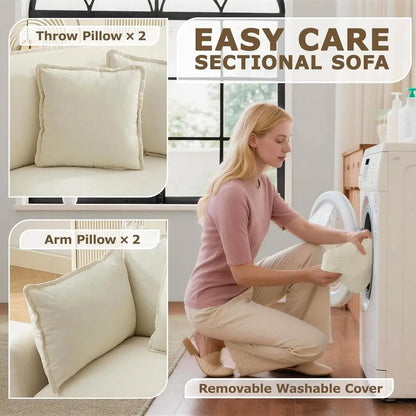 78 Sectional Sofa, Cloud-Soft Loveseat, Deep Seating Chenille Fabric Sofa with Throw Pillows, 2-Seat Couches for Living Room or