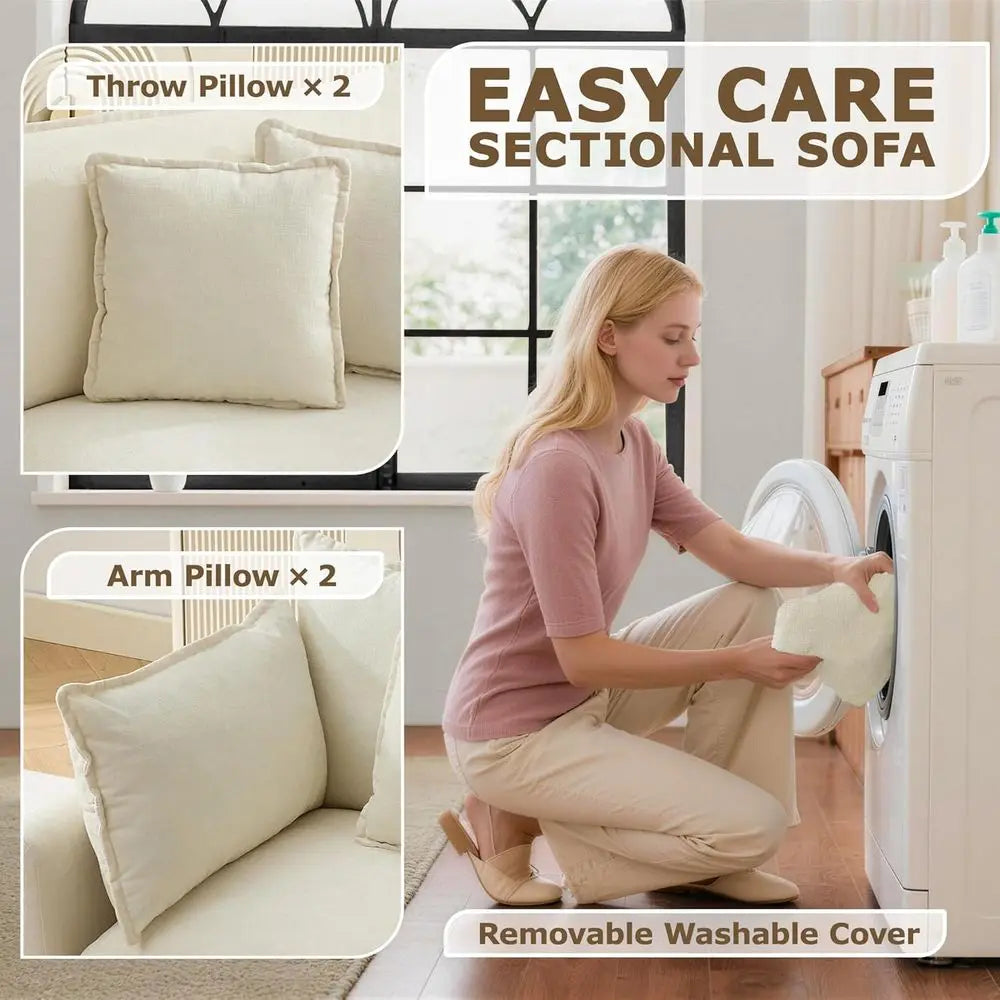78 Sectional Sofa, Cloud-Soft Loveseat, Deep Seating Chenille Fabric Sofa with Throw Pillows, 2-Seat Couches for Living Room or