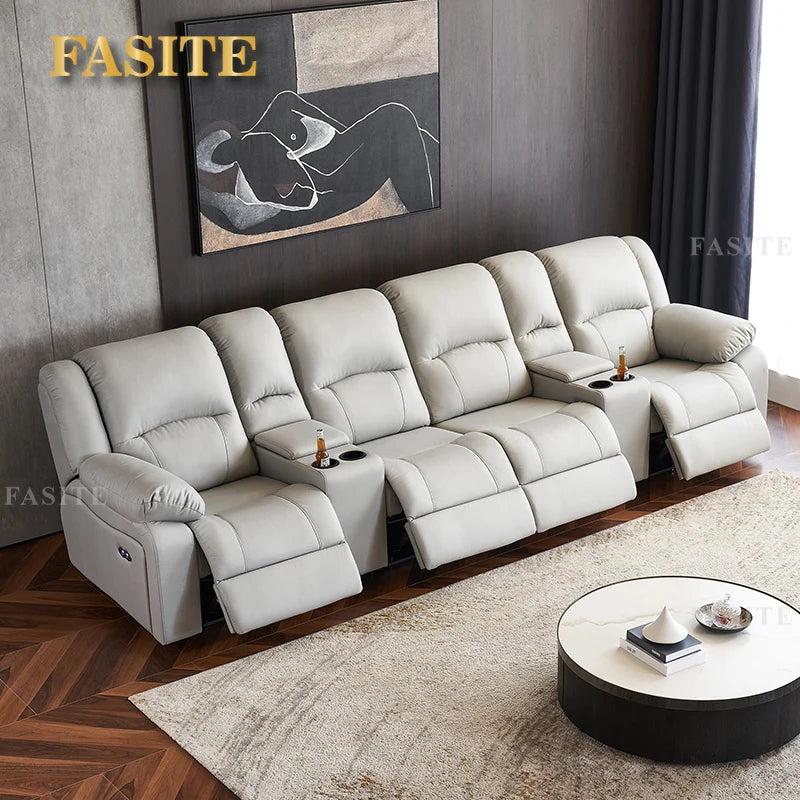 Leather sofa home theater electric sofa combination private audio and video room sofa recliner