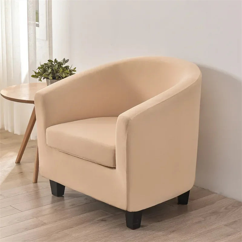 Elastic Club Chair Covers Solid Color Bath Tub Sofa Covers Single Cafe Bar Armchairs Slipcovers with Seat Cushion Cover Home