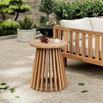 Outdoor Acacia Wood Patio Furniture Set - Modern Club Chair Conversation Set with Side Table for Garden, Patio & Deck (Brown