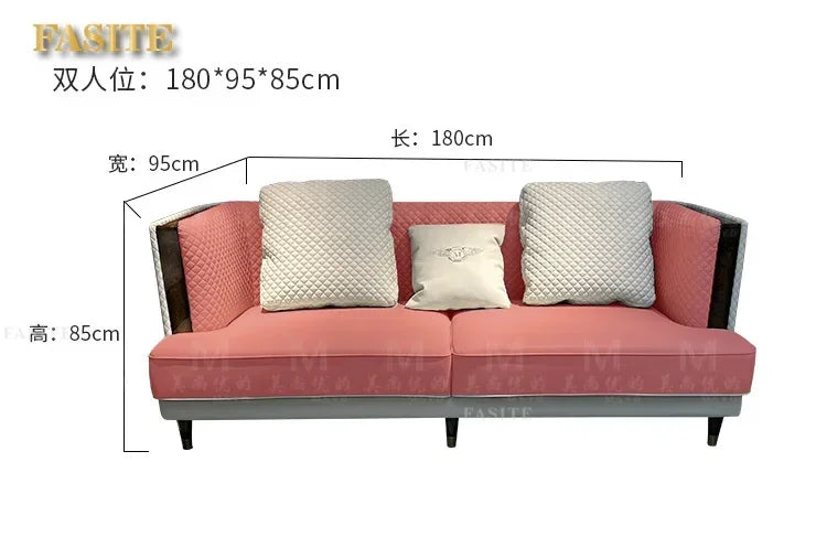Italian light luxury leather sofa combination