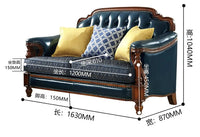 American first-layer leather sofa combination simple household solid wood corner villa L-shaped sofa